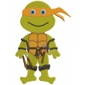 Michaelangelo Teenage Ninja Turtle Filled Machine Embroidery Design Digitized Pattern